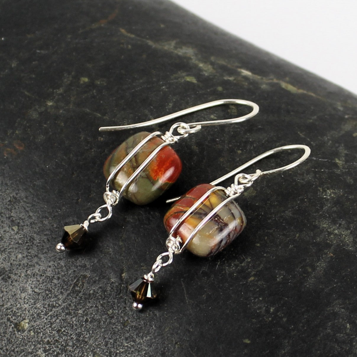 Red Creek Jasper Square Earrings