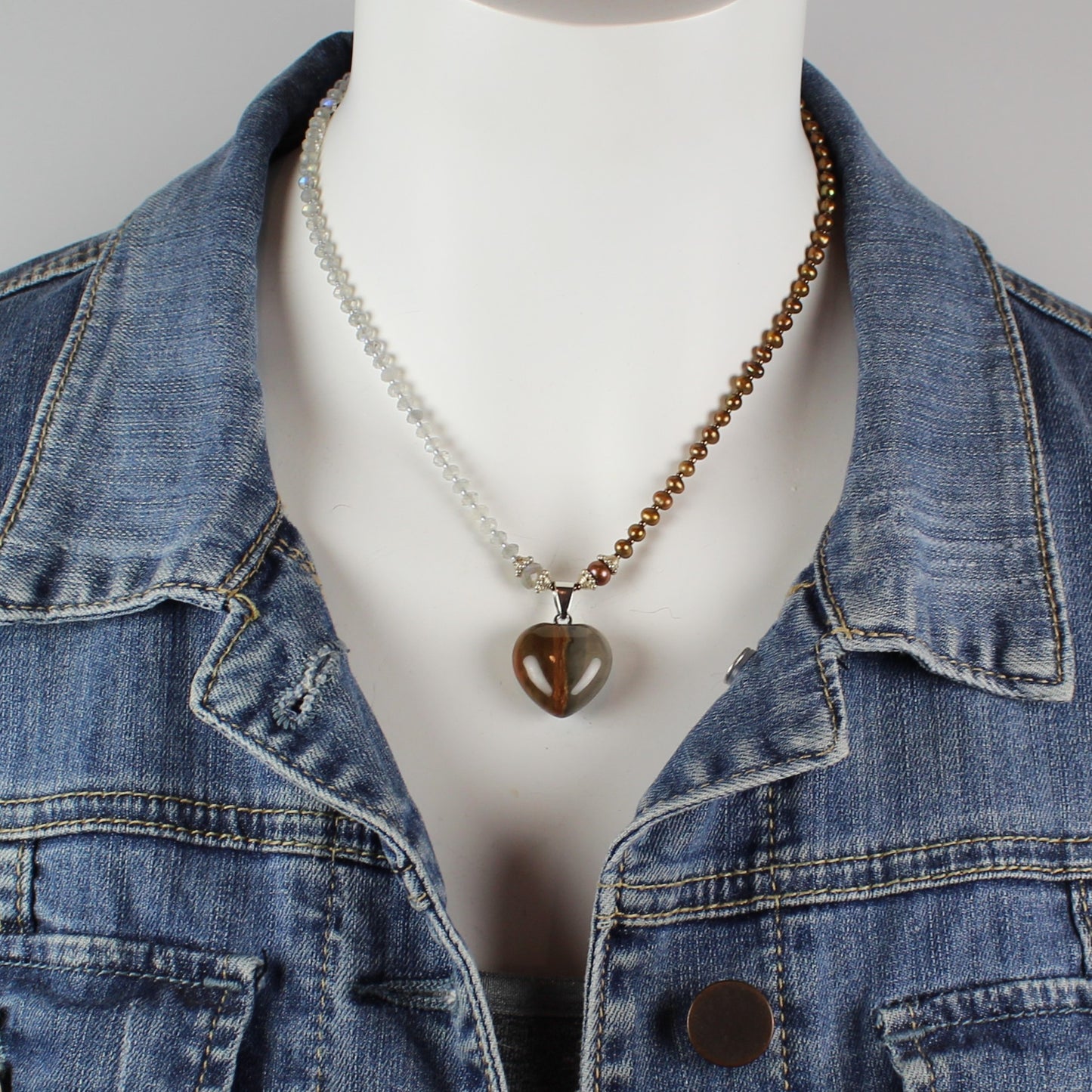 Jasper 2-Tone Heart Necklace