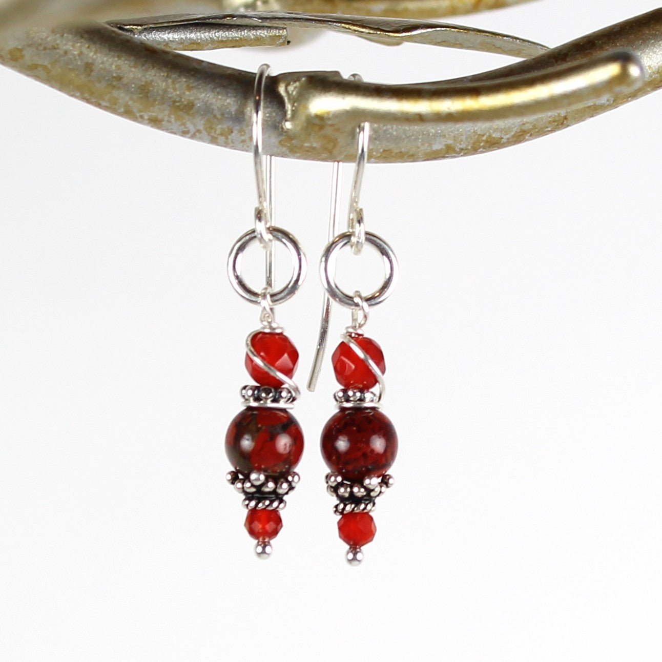 Brecciated Jasper and Carnelian Earrings