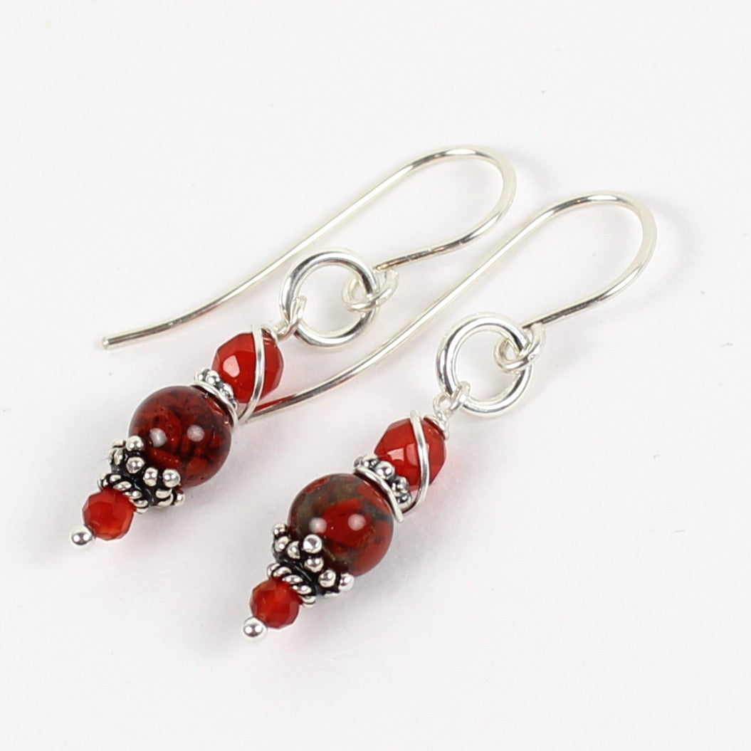 Brecciated Jasper and Carnelian Earrings