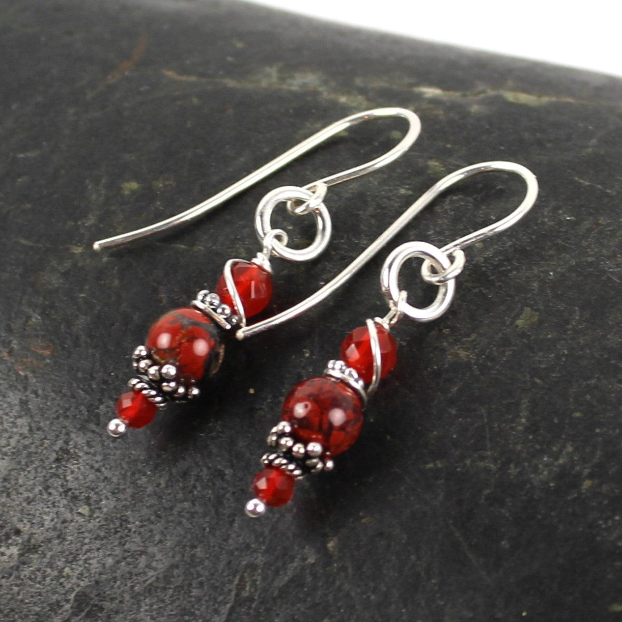 Brecciated Jasper and Carnelian Earrings