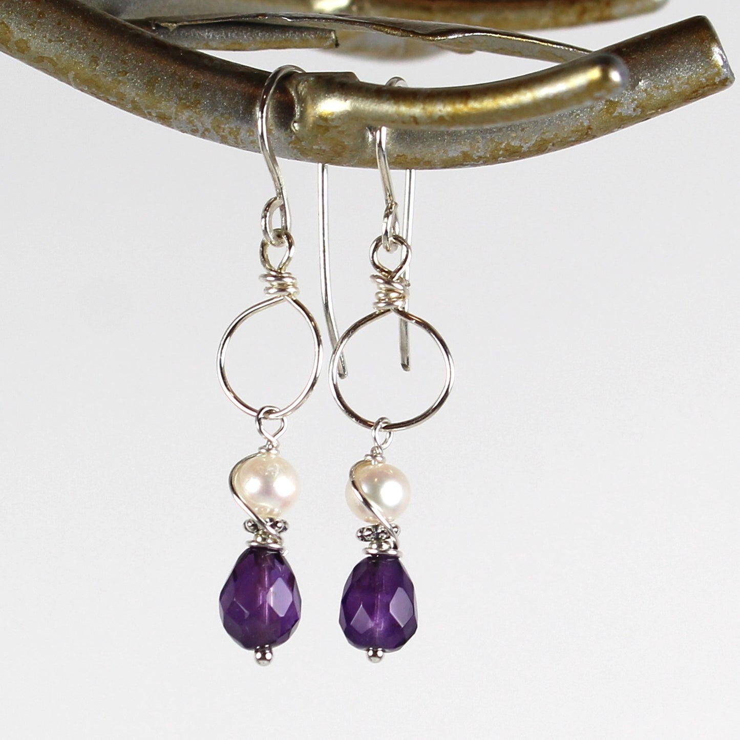 Amethyst and Pearl Earrings