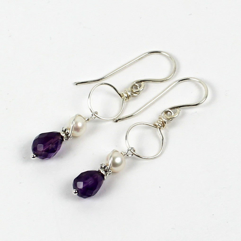 Amethyst and Pearl Earrings