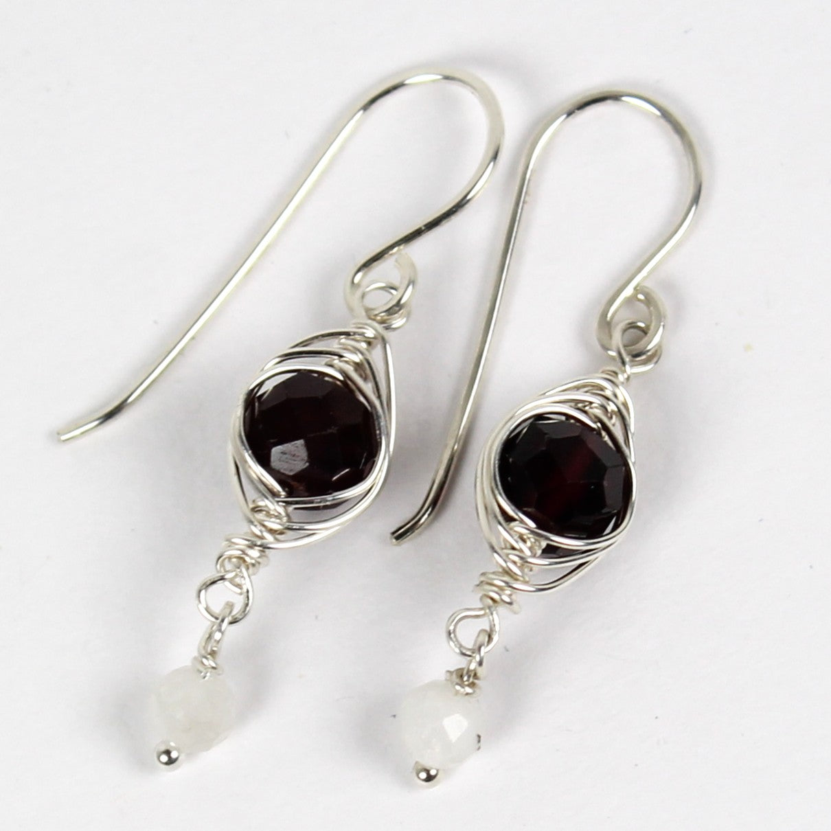 Garnet Herringbone Earrings