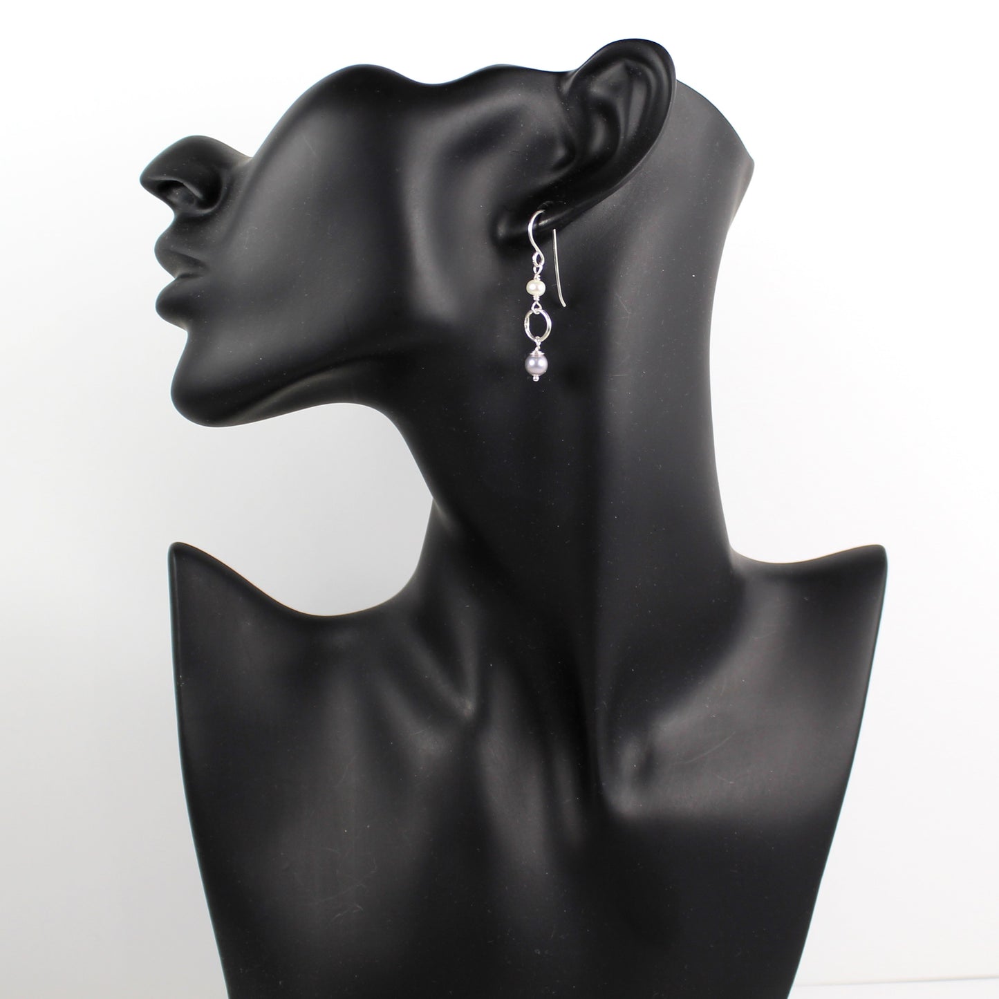 Sterling and Pearl Loop Earrings