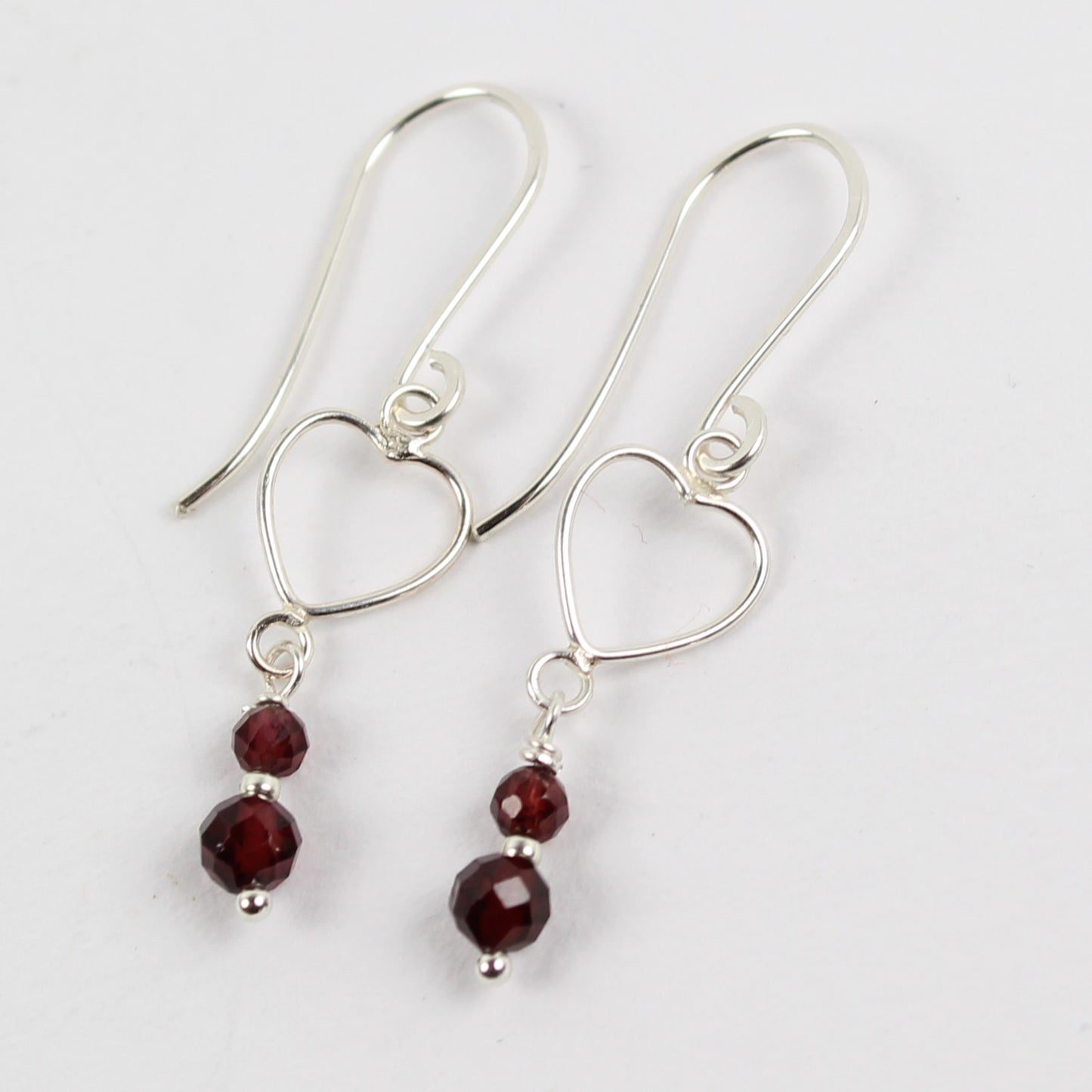 Heart and Garnet Earrings