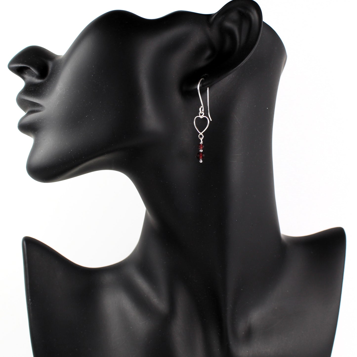 Heart and Garnet Earrings