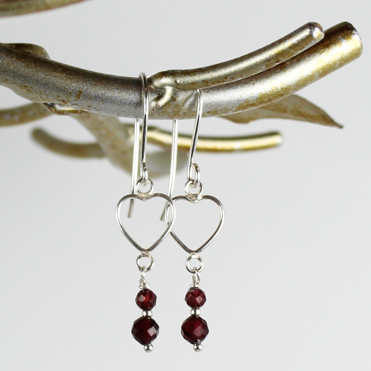 Heart and Garnet Earrings