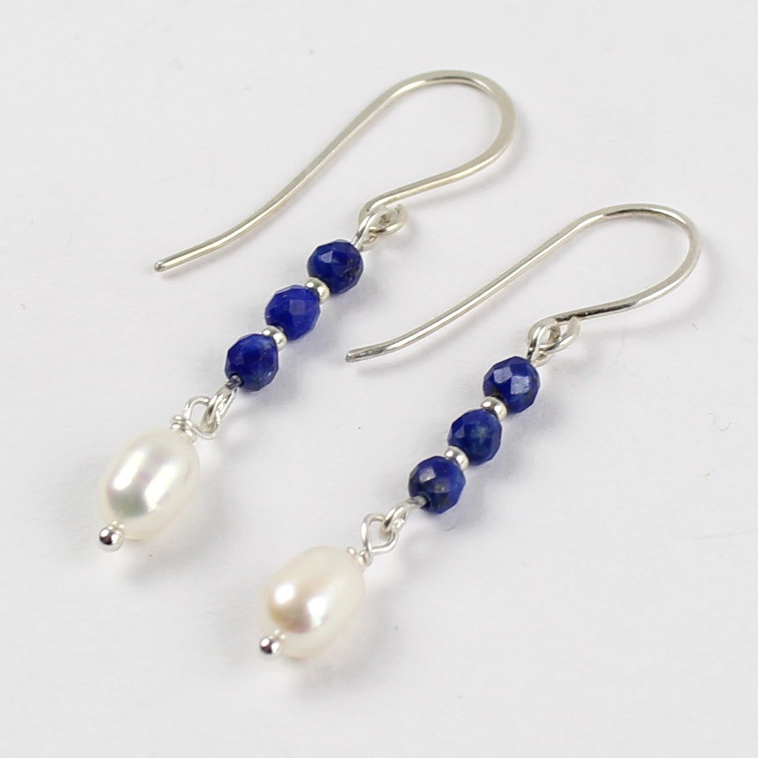 Lapis and Pearl Stack Earrings