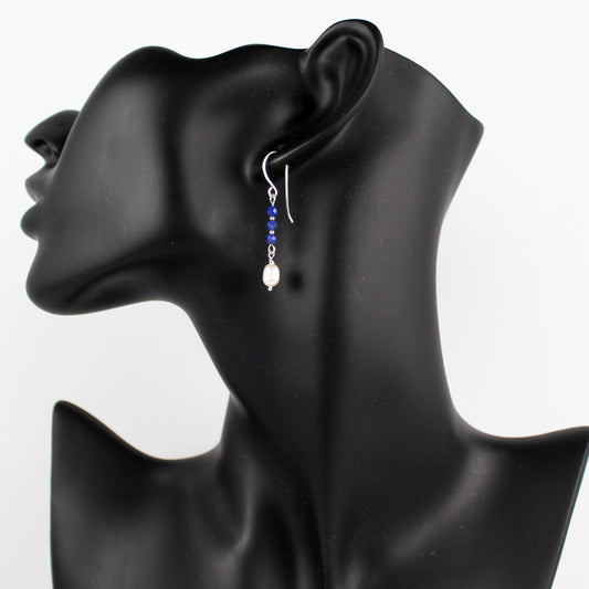 Lapis and Pearl Stack Earrings