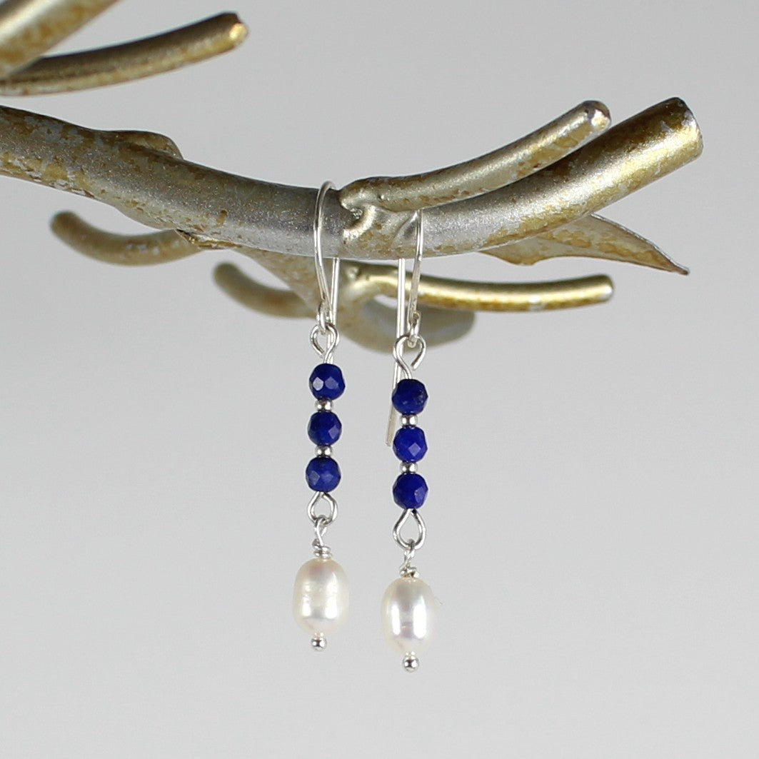 Lapis and Pearl Stack Earrings