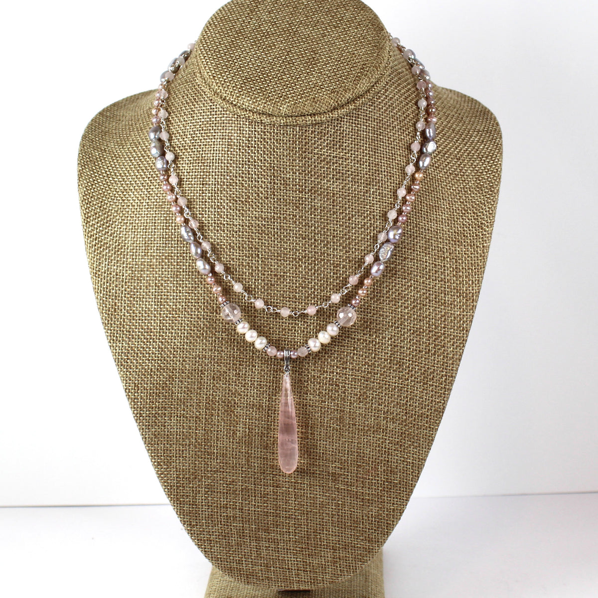 Rose Quartz Teardrop Necklace