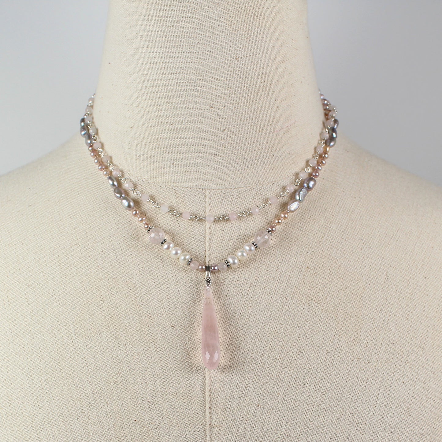 Rose Quartz Teardrop Necklace