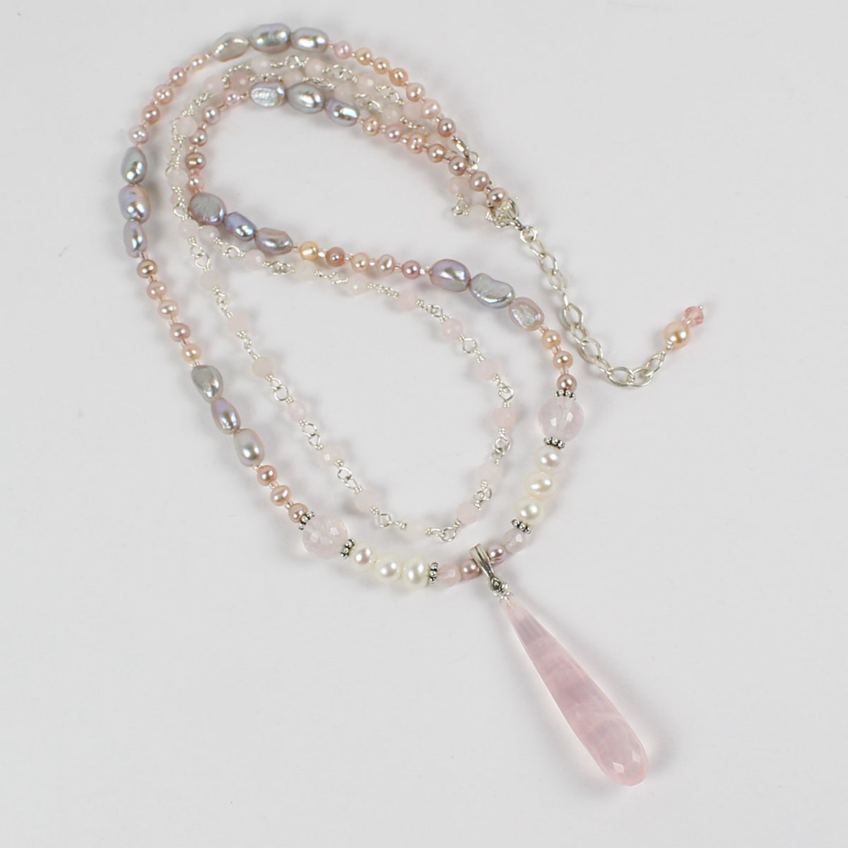 Rose Quartz Teardrop Necklace