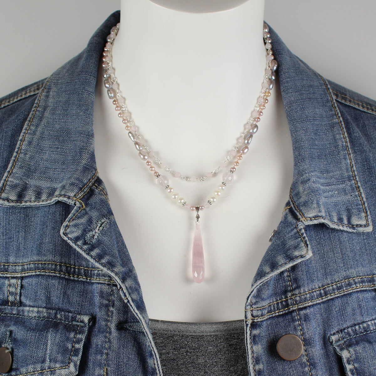 Rose Quartz Teardrop Necklace