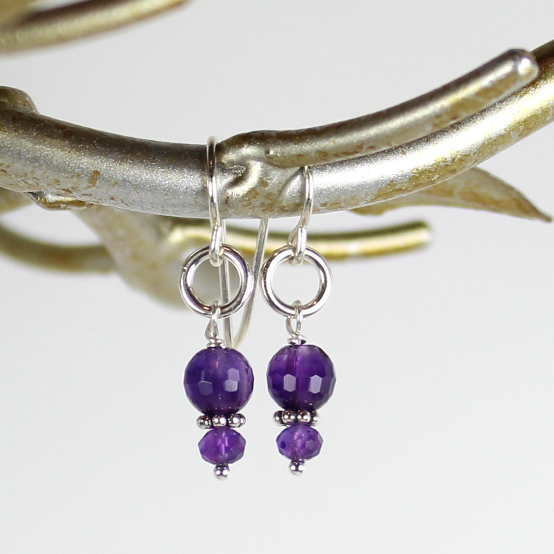 Simple Amethyst Loop Earrings