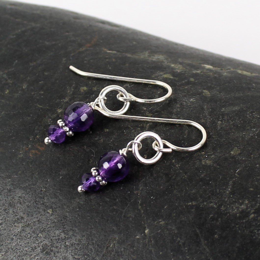Simple Amethyst Loop Earrings