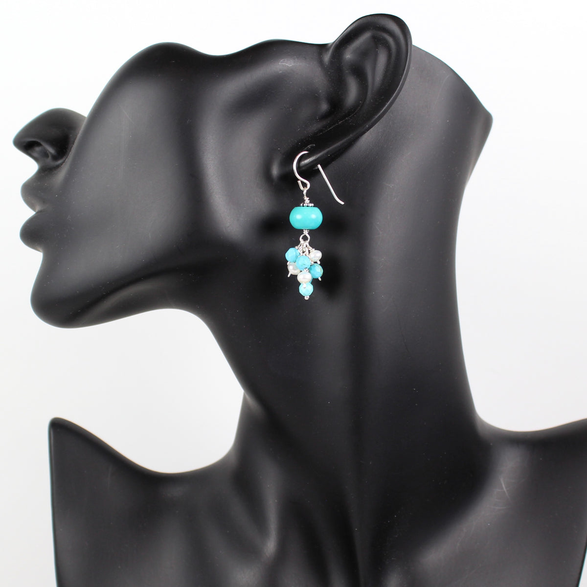 Turquoise and Pearl Dangle Earrings