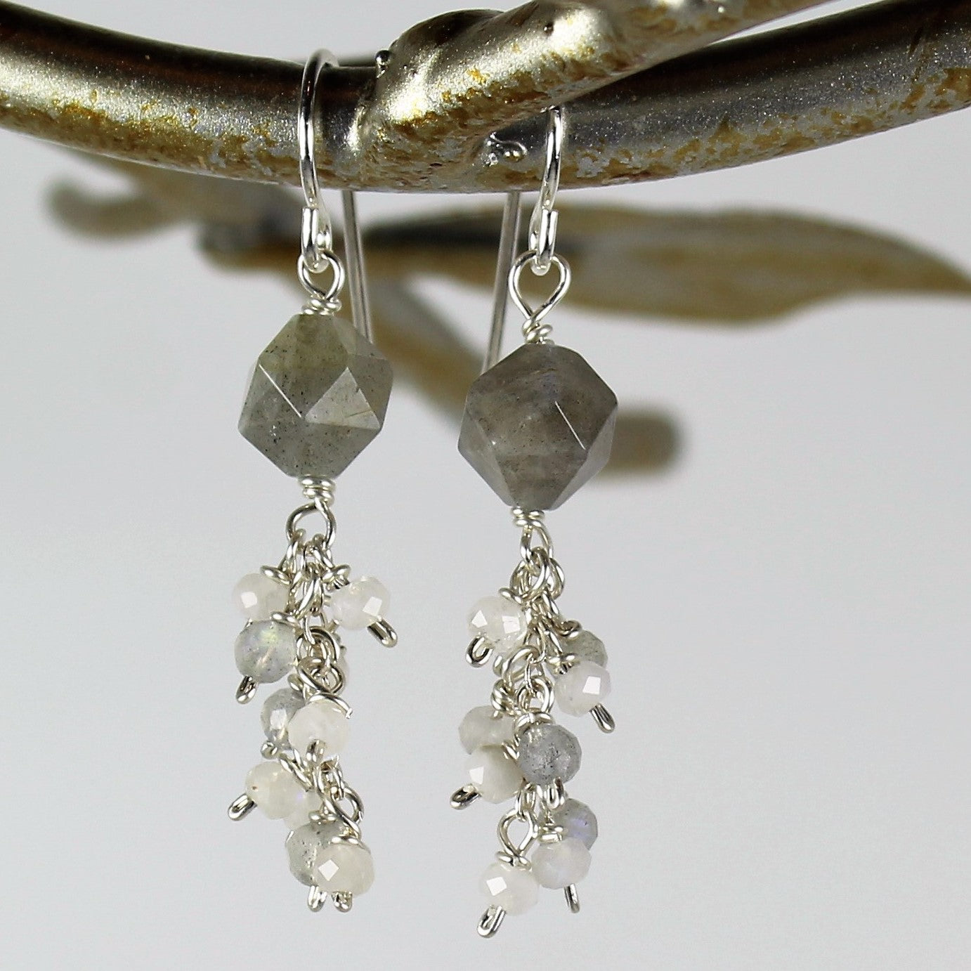 Labradorite and Moonstone Dangle Earrings