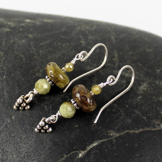 Green Garnet Stacked Earrings