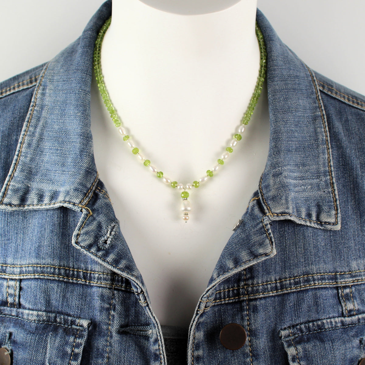 Peridot and Pearl Necklace