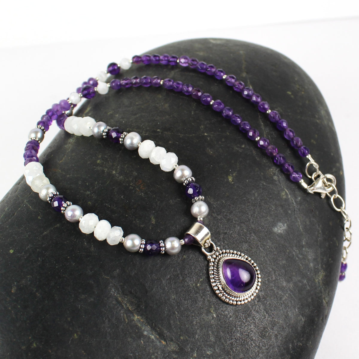 Amethyst Teardrop Pendant Necklace