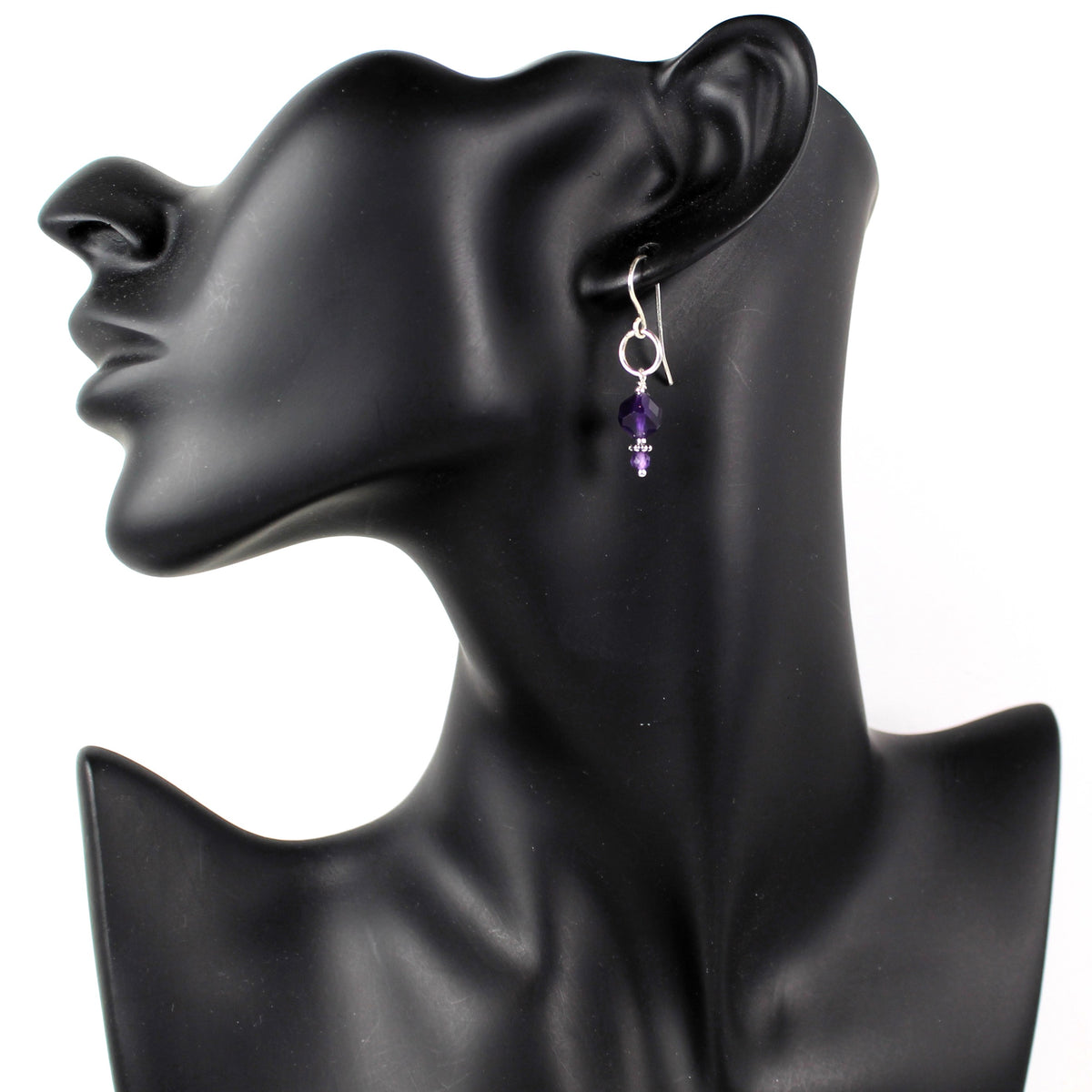 Sterling and Amethyst Loop Earrings