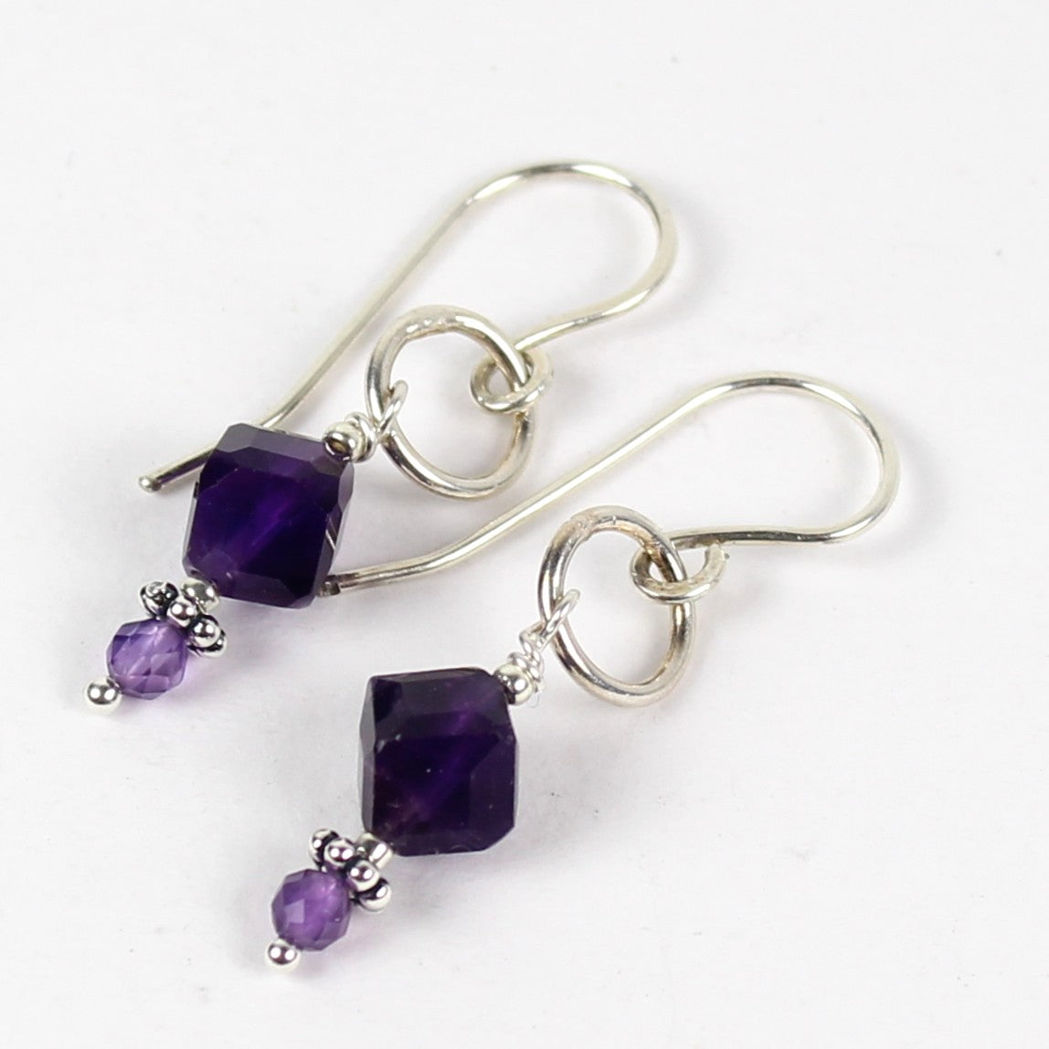Sterling and Amethyst Loop Earrings