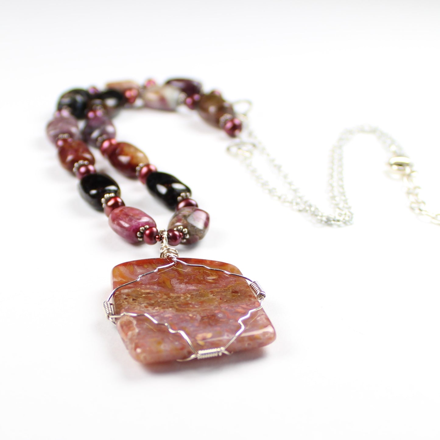 Pink Jasper Pendant Necklace