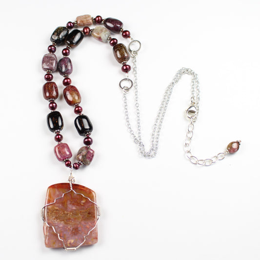 Pink Jasper Pendant Necklace