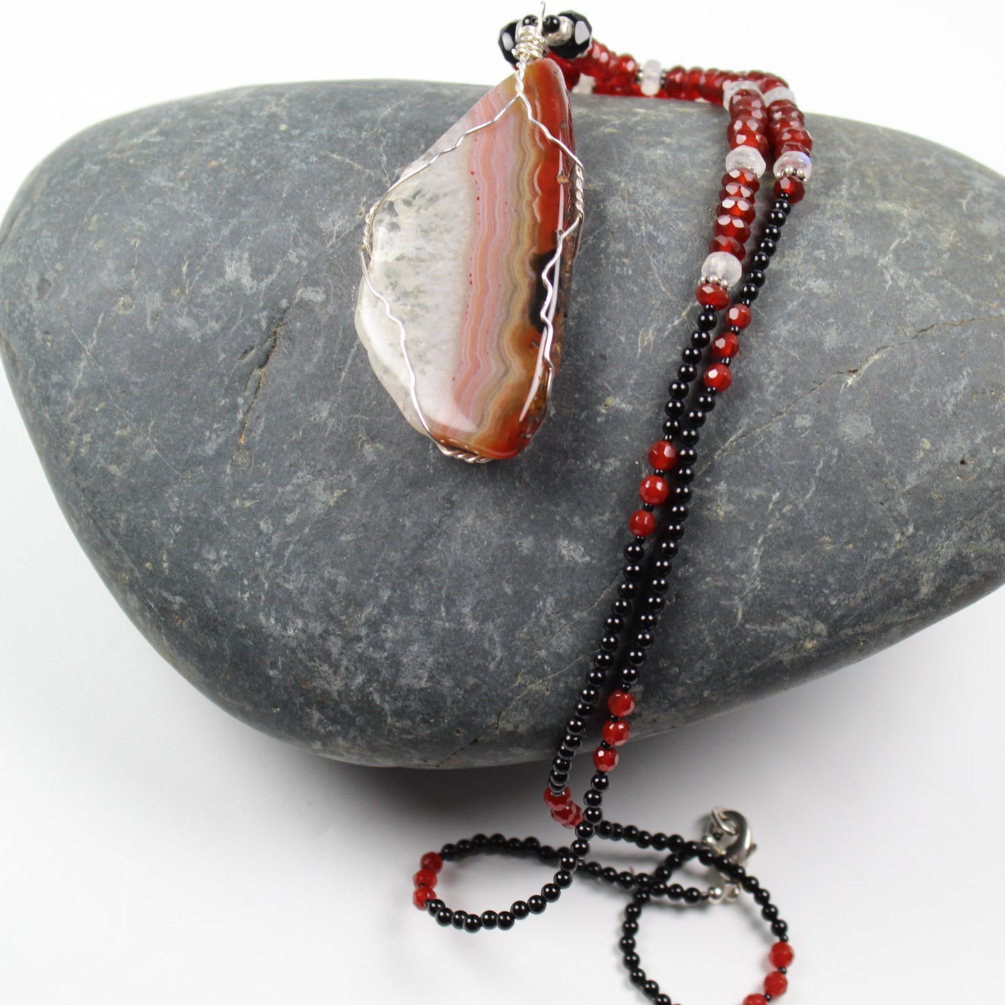 Red Agate Slice Necklace