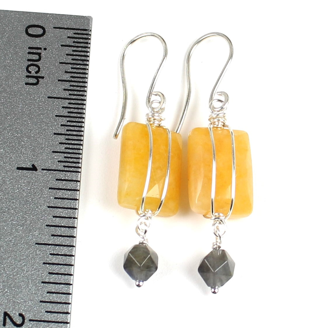 Yellow Jade and Labradorite Earrings