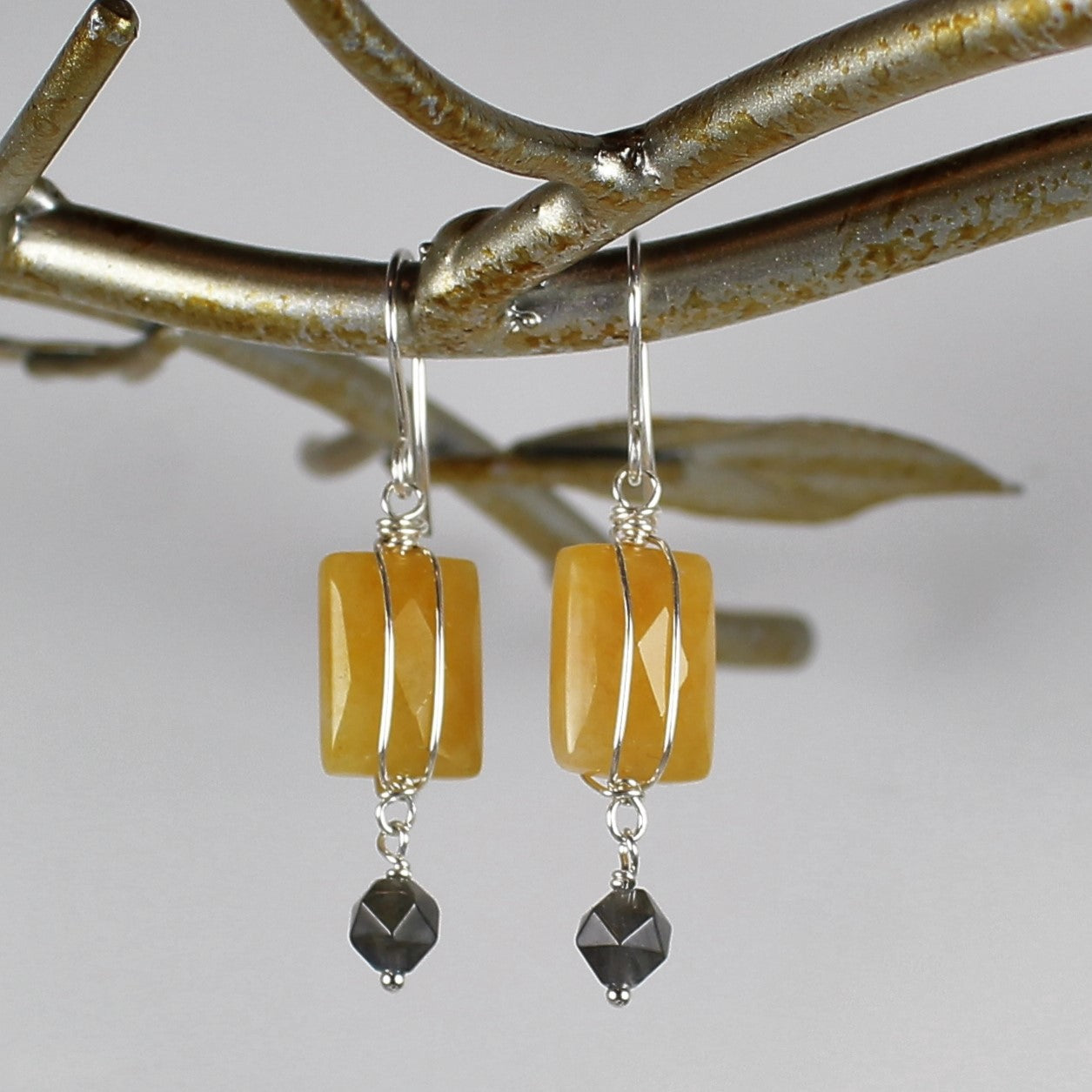 Yellow Jade and Labradorite Earrings