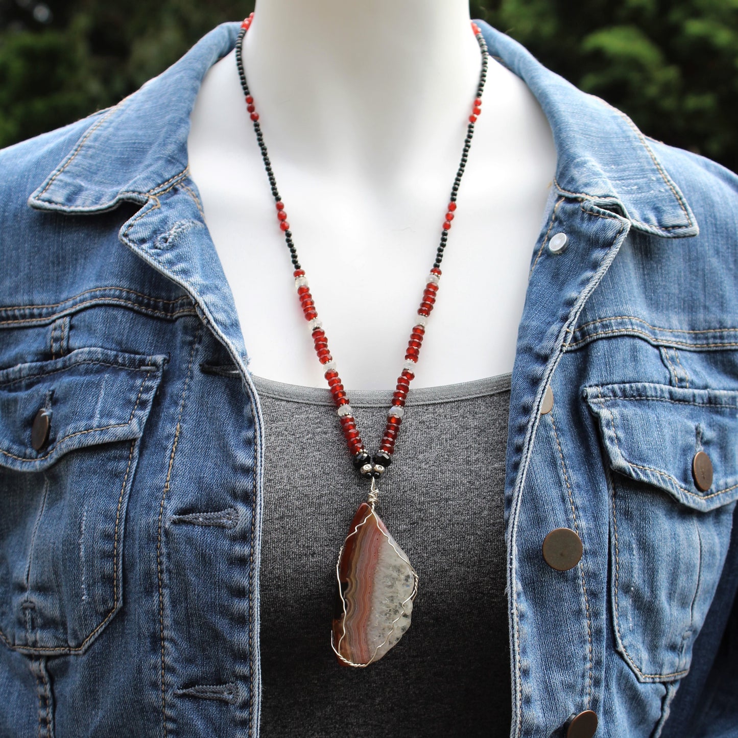 Red Agate Slice Necklace