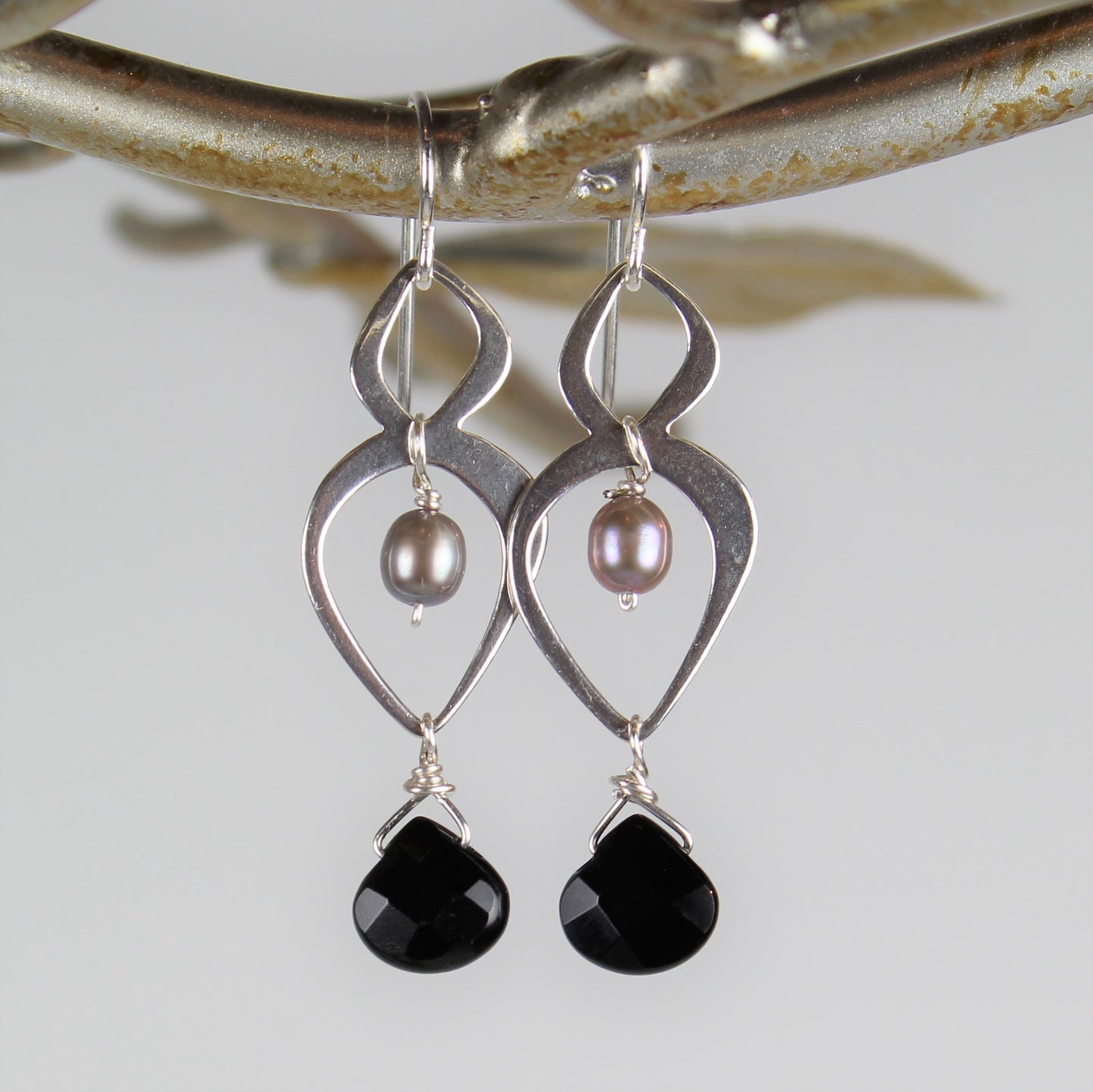 Abstract Onyx Teardrop Earrings