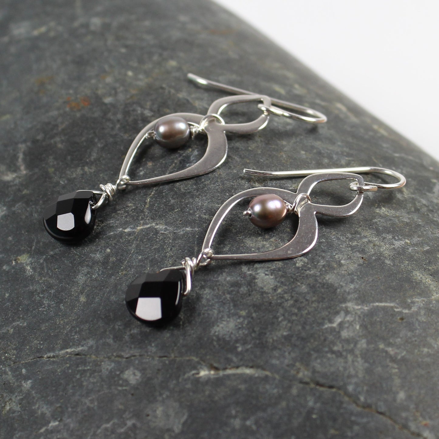 Abstract Onyx Teardrop Earrings