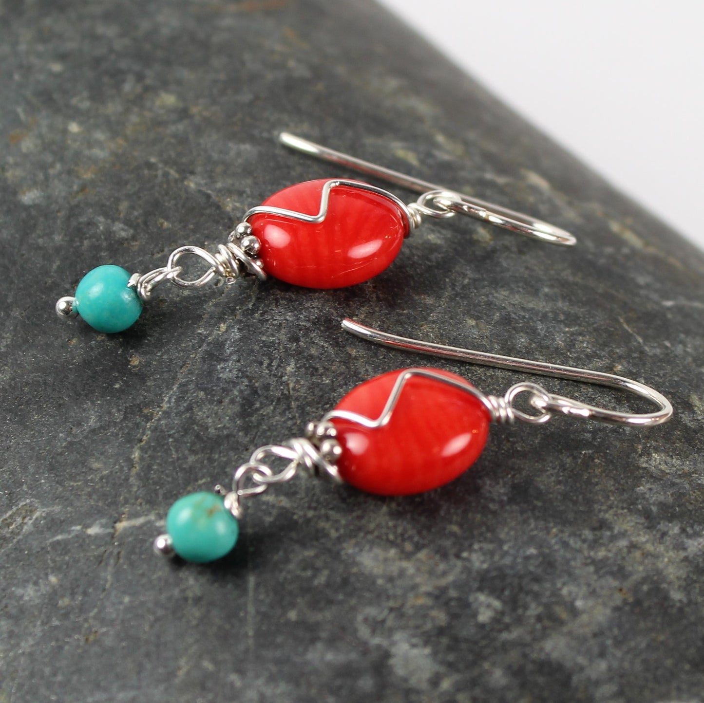 Coral and Turquoise Earrings