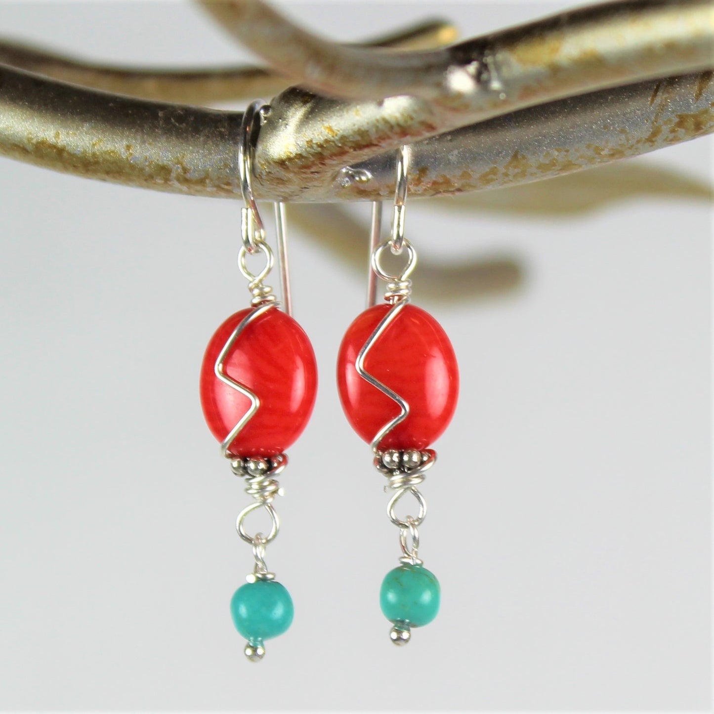 Coral and Turquoise Earrings