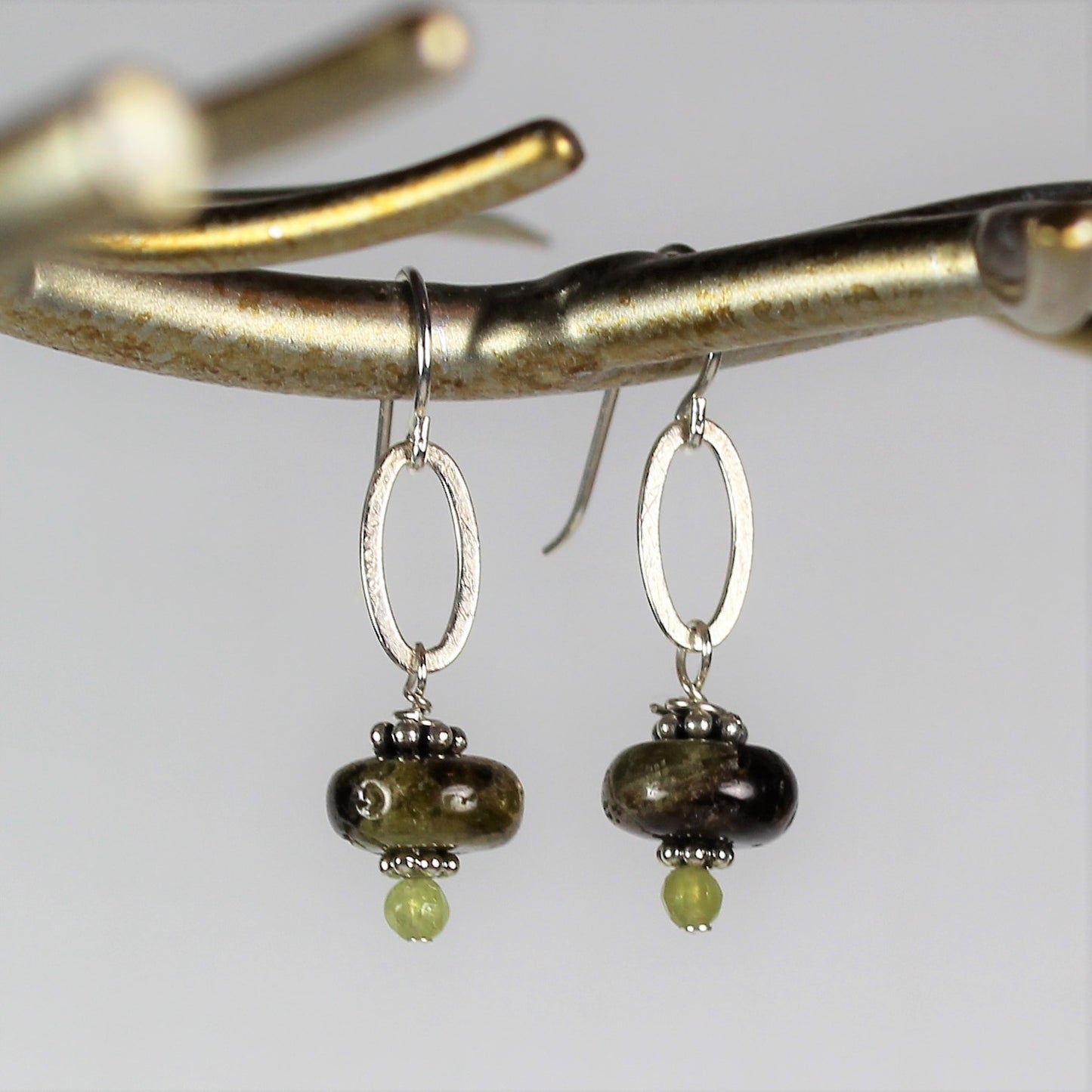 Green Garnet Loop Earrings