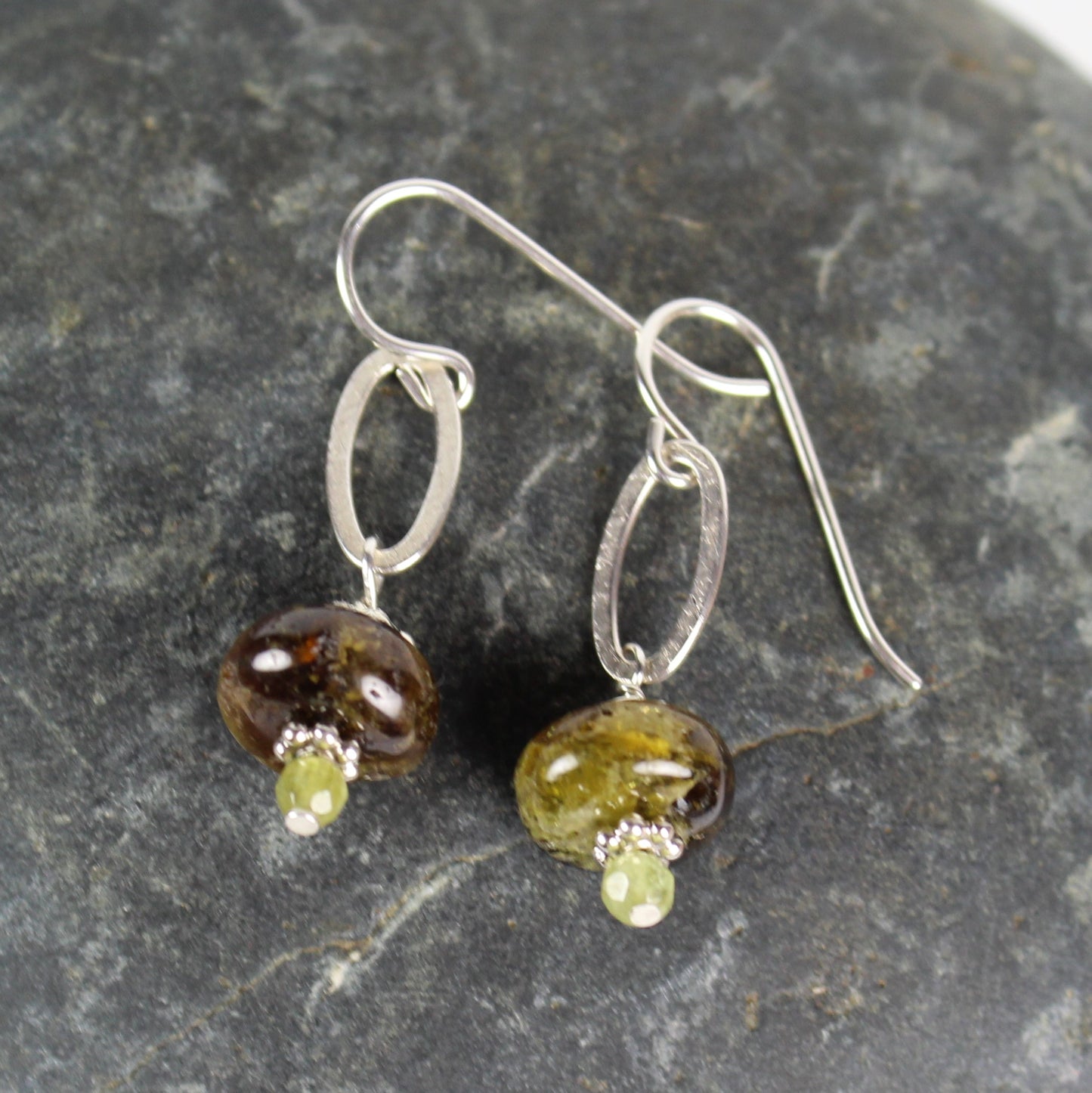 Green Garnet Loop Earrings