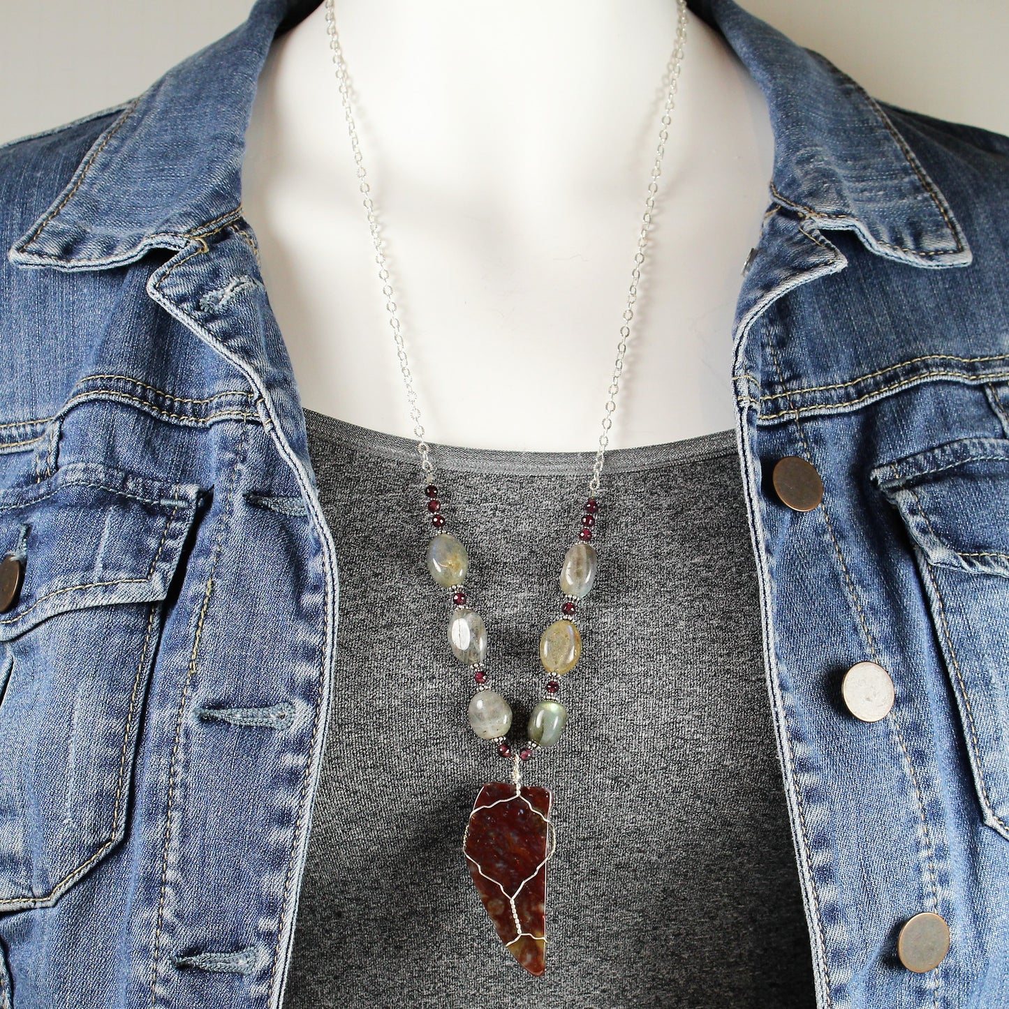 Red and Gray Necklace