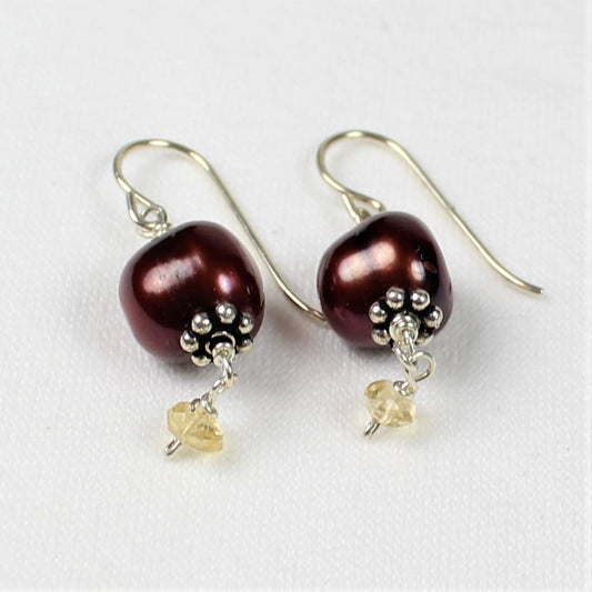 Chocolate Brown Pearl Drop Earrings