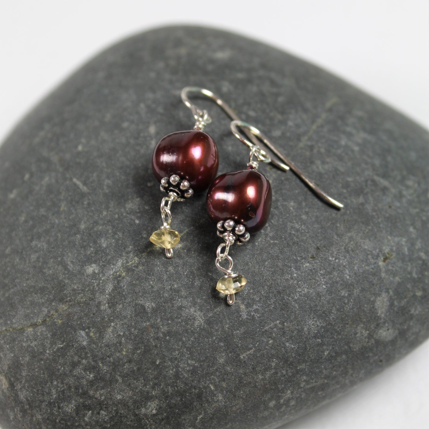 Chocolate Brown Pearl Drop Earrings