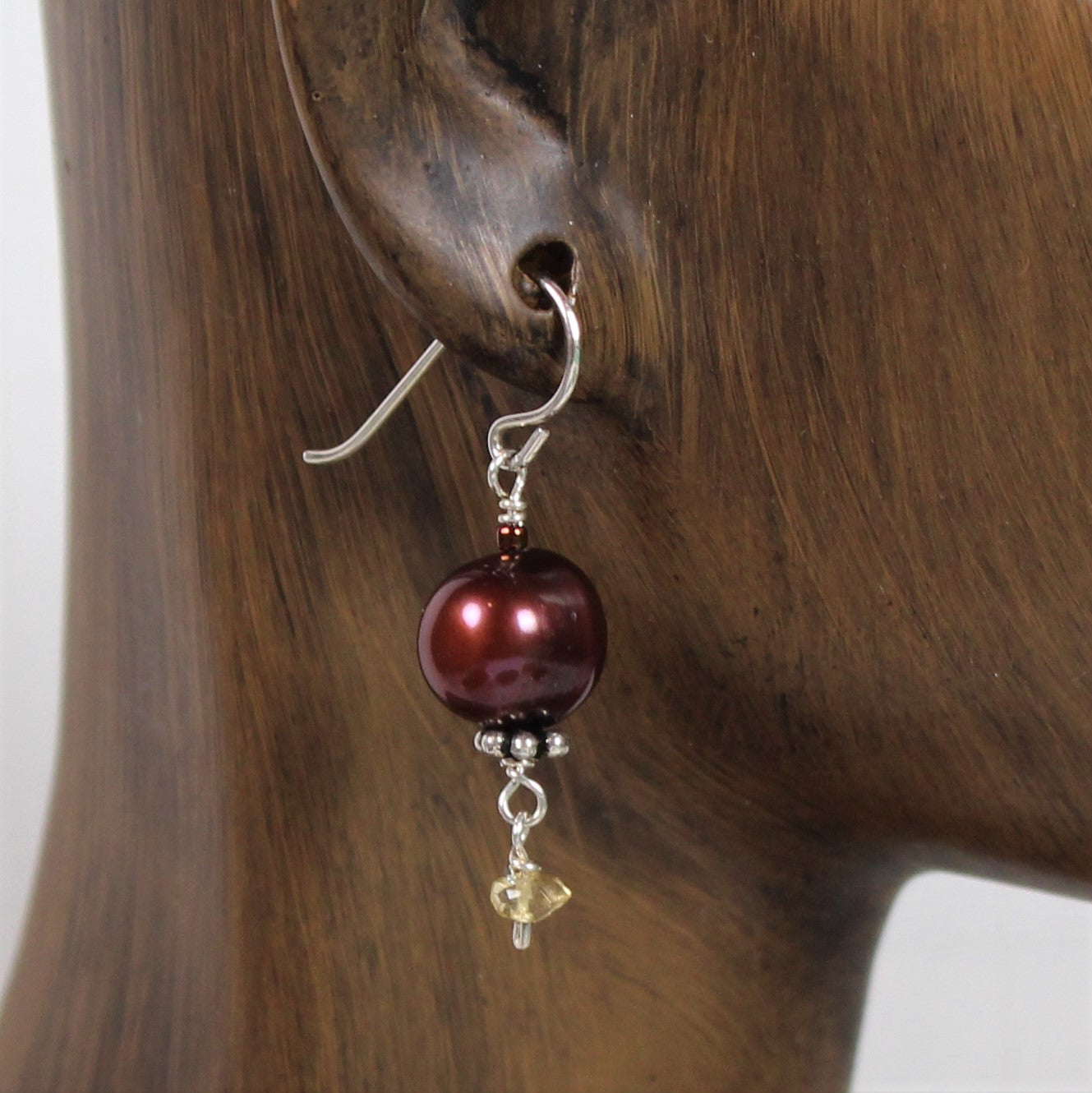 Chocolate Brown Pearl Drop Earrings