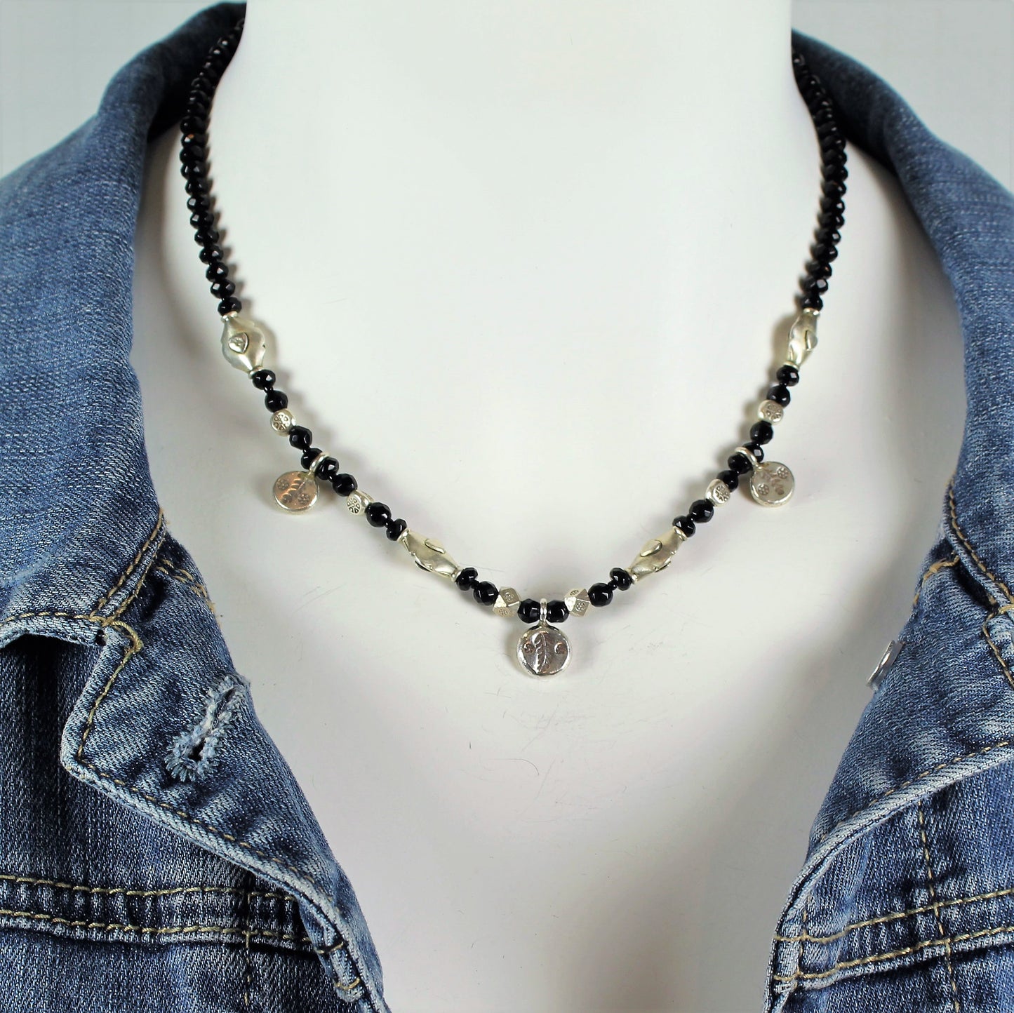 Black Spinel Charm Necklace