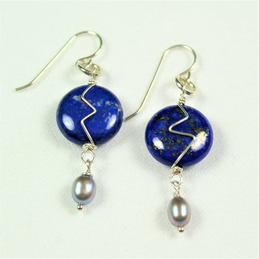 Lapis Disc Earrings