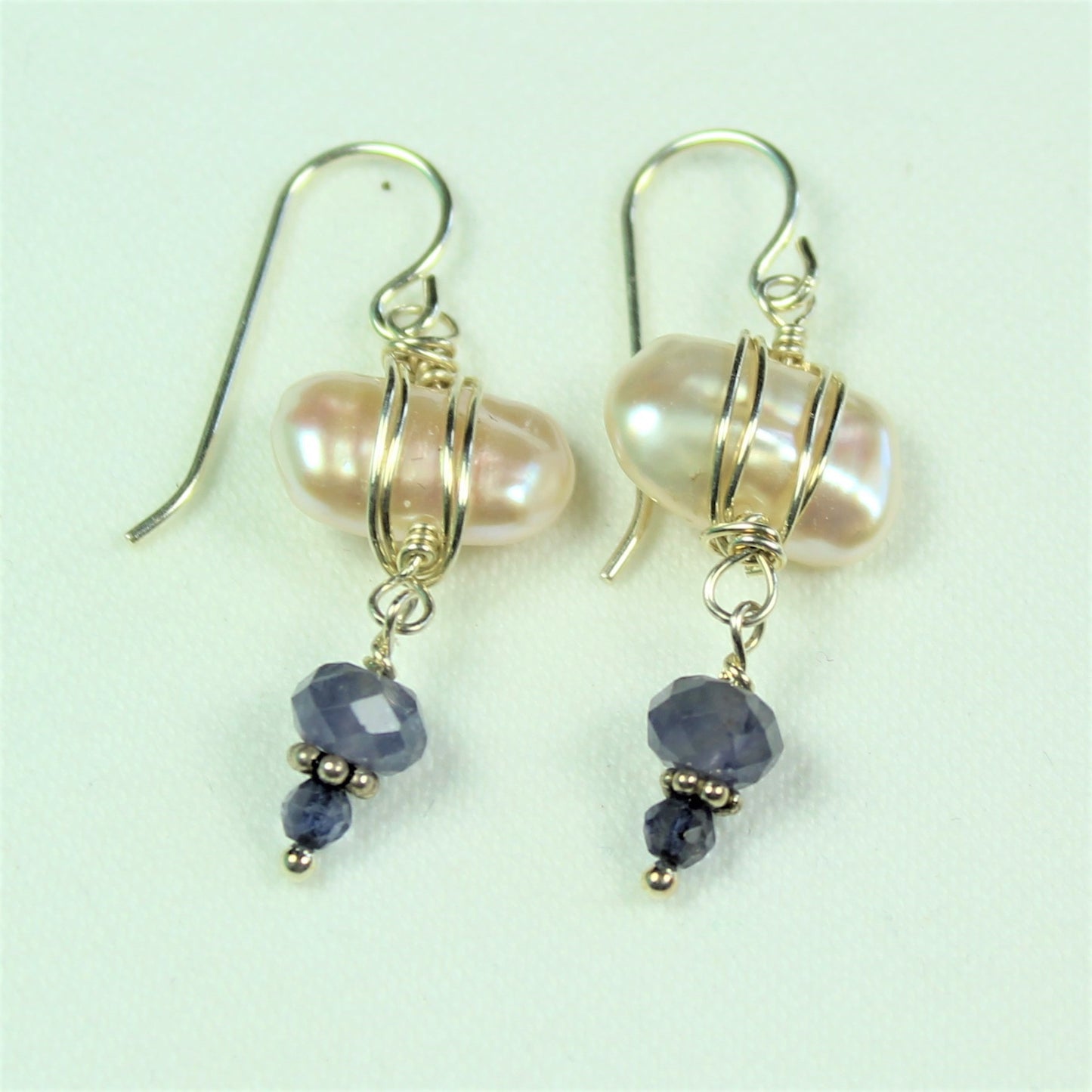 Pearl Wrap Earrings with Iolite