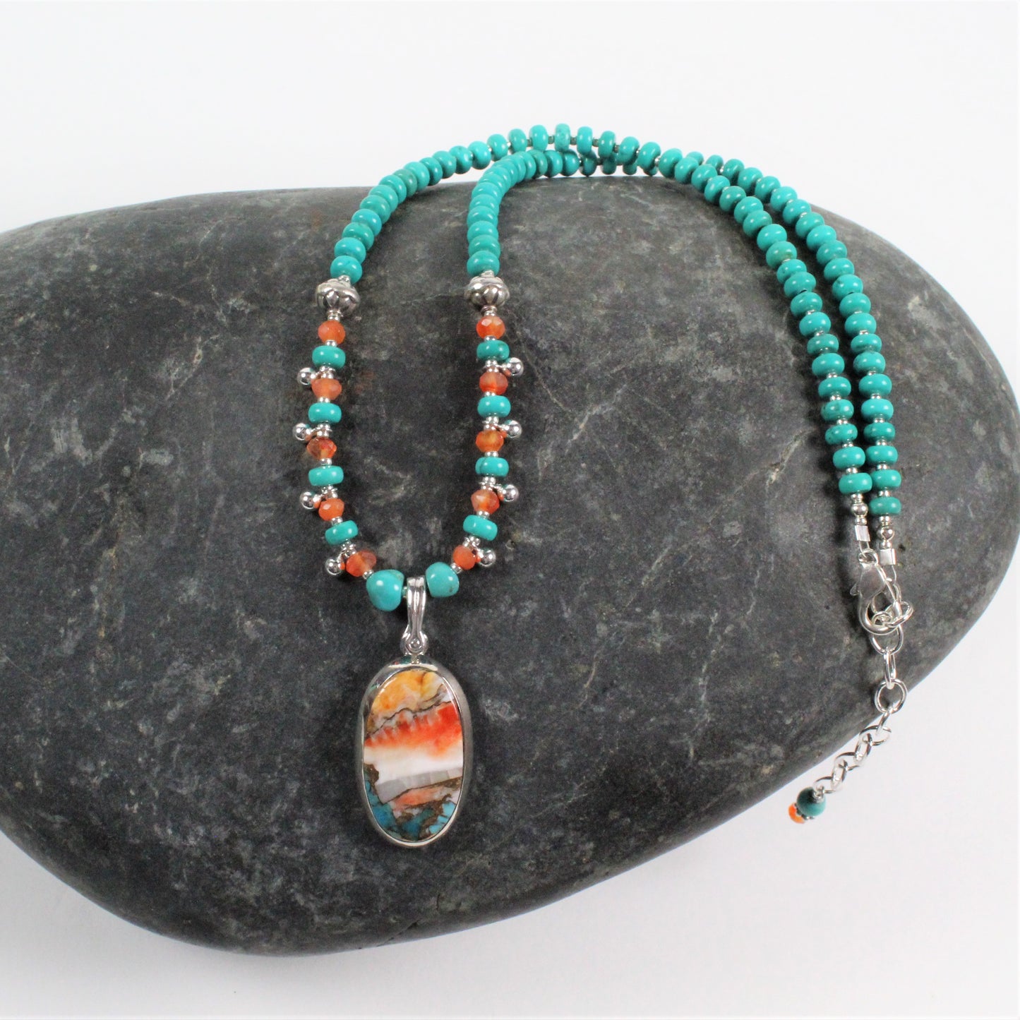 Spiny Oyster and Turquoise Necklace