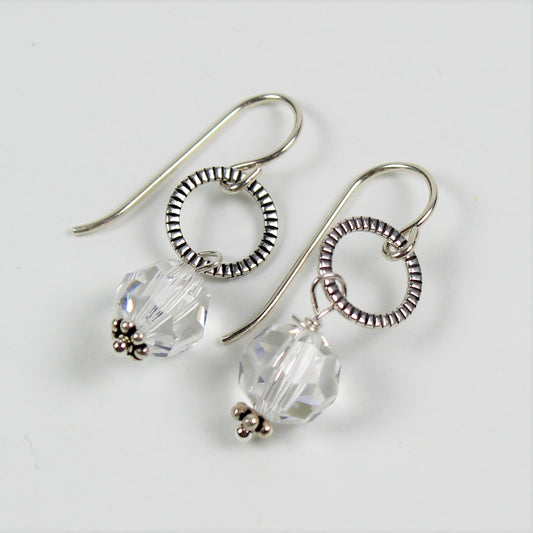 Crystal and Sterling Loop Earrings