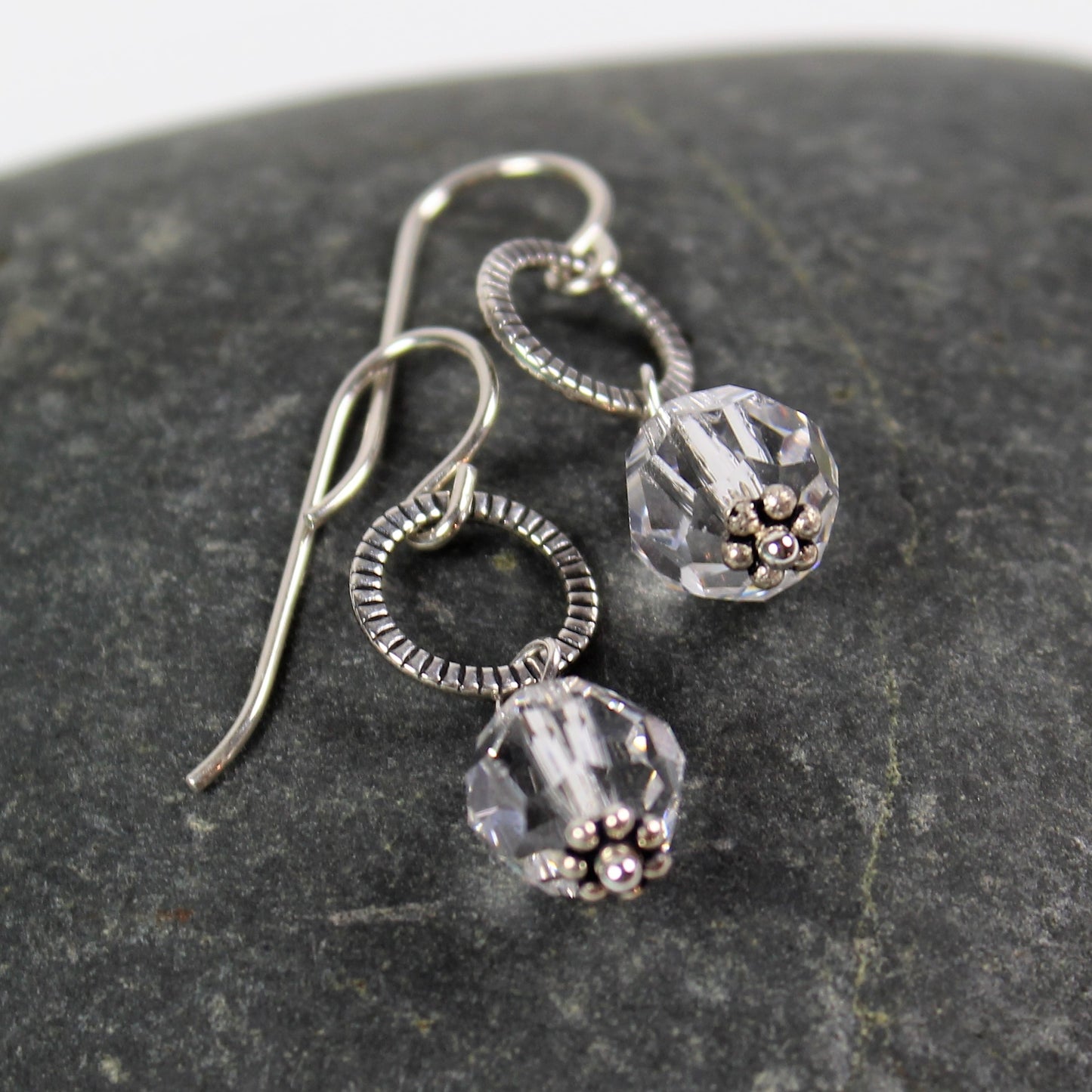 Crystal and Sterling Loop Earrings